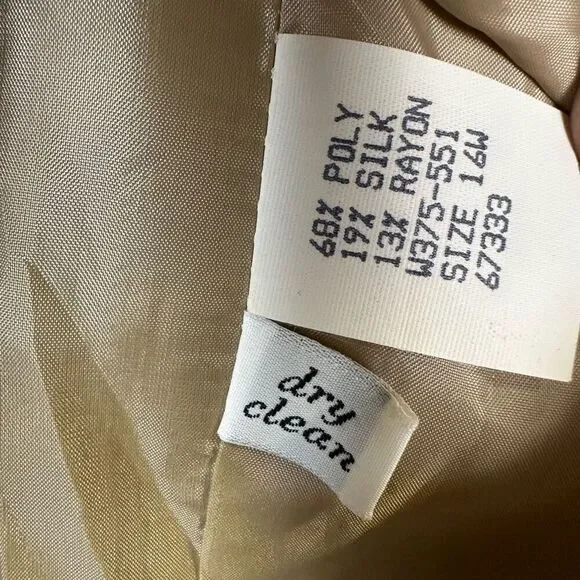 Country Sophisticates Pendleton Womens 18W Silk Blend Blazer & Skirt Set Tan NWT
